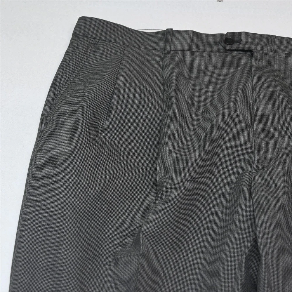 Gerald Austin 48L 40x30 Gray Houndstooth 100% Wool Mens Jacket Pants Suit